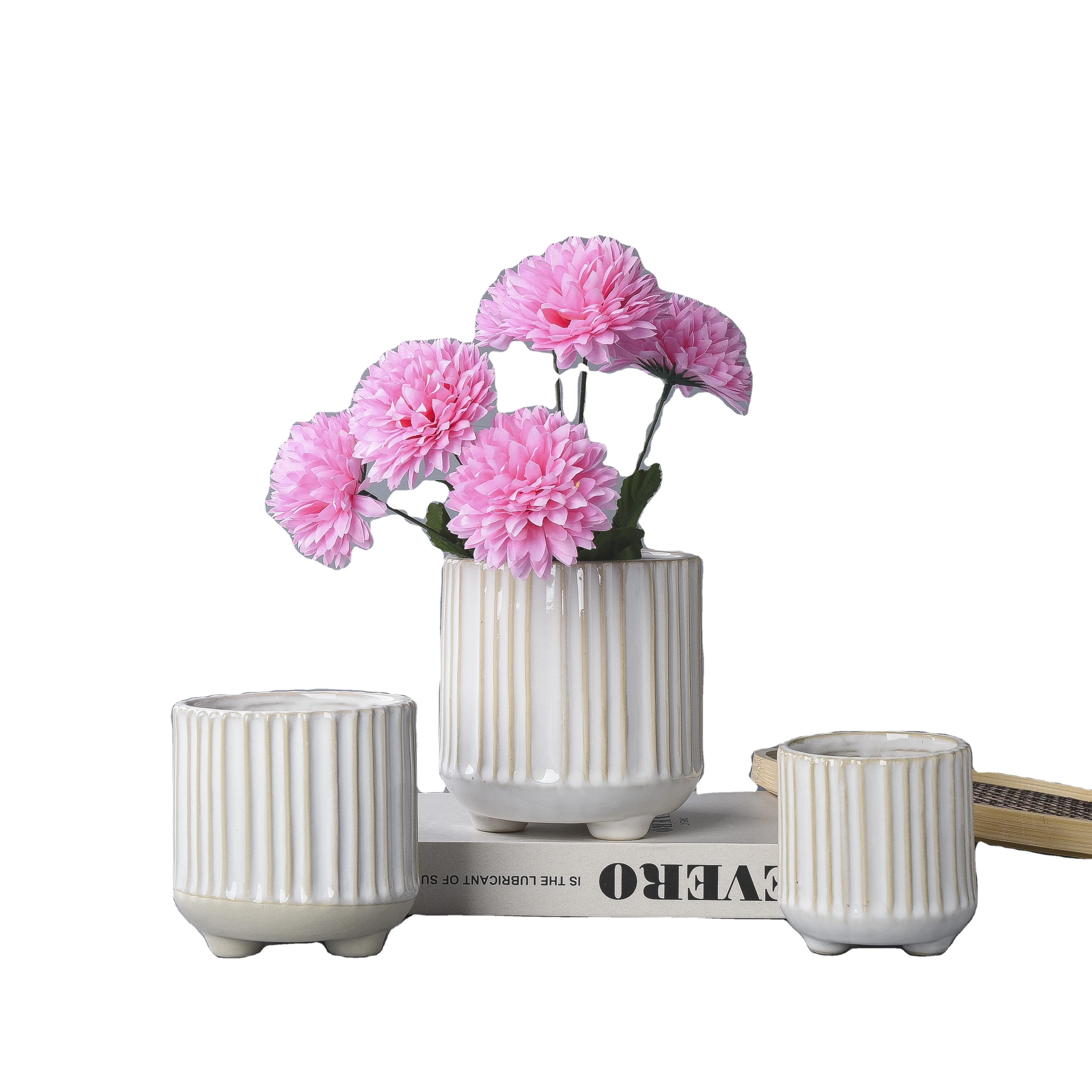 Customized Indoor Modern Simple Ceramic Flower Plant Pot Glazed Pot For Home Decoration