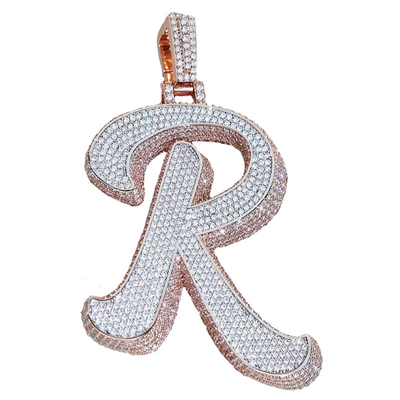 Hip Hop Very 3D Letter Number Logo Custom Made VVS Moissanite Pass Diamond Tester 925 Silver Pendants