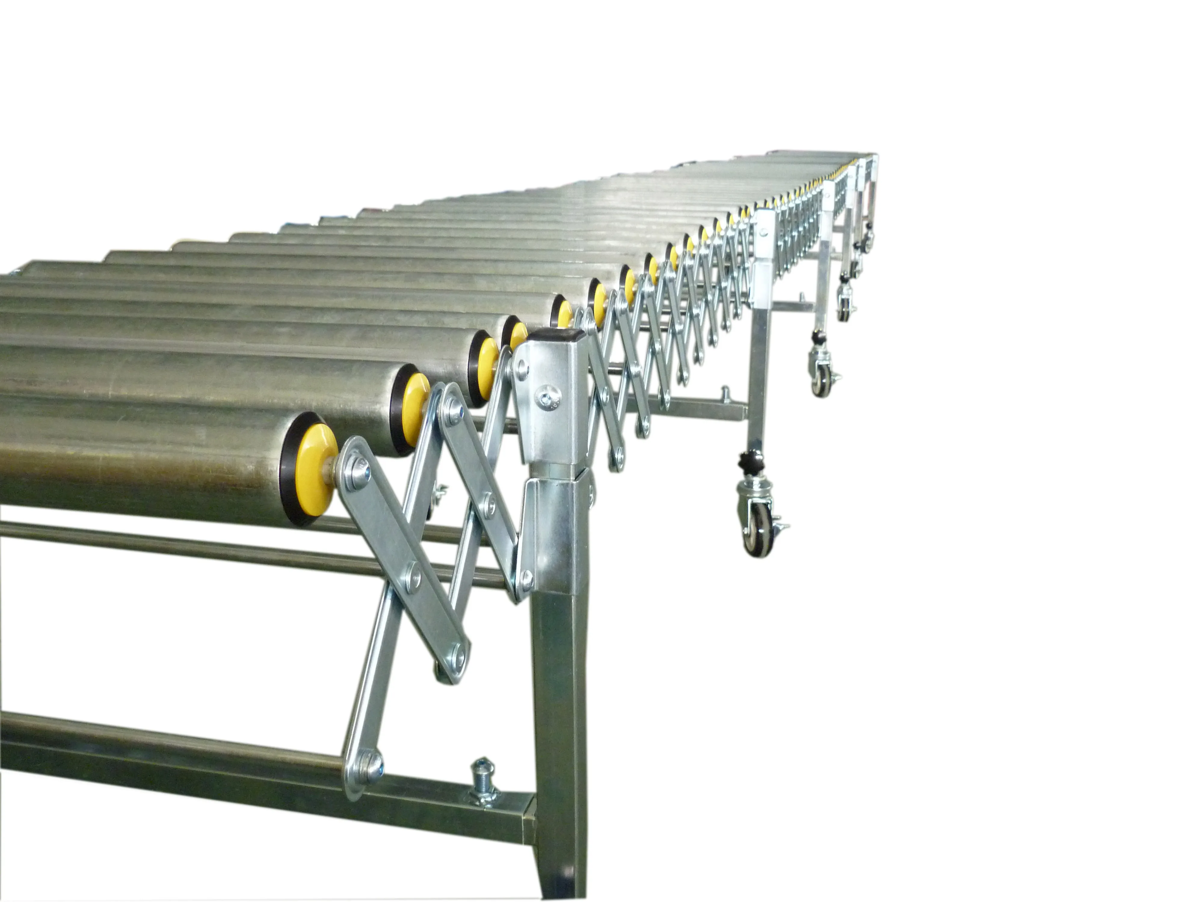 Flexible single PVC roller conveyor for conveying boxes