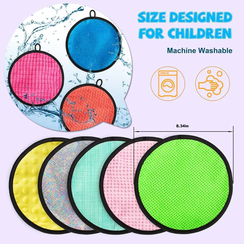 16 Set Round Sensory Mini Mats Textured Sensory Tiles Sensory Toys Tactile Sensory Walls  Autistic Children Babies Toddlers