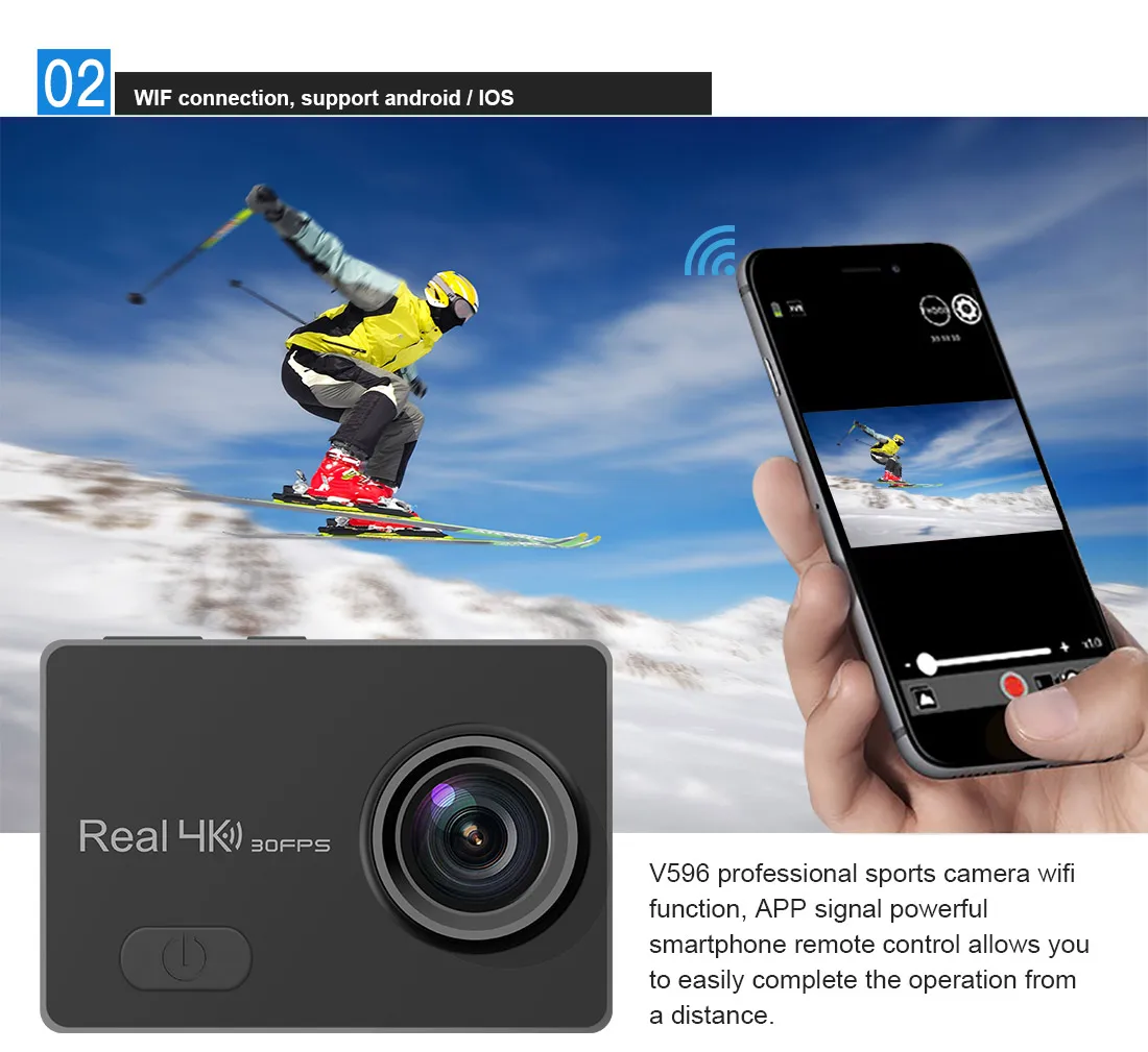  Отличная HDKing Экстремальная Спортивная камера 30 м Водонепроницаемая Wifi Real 4K Экшн-камера с дистанционным