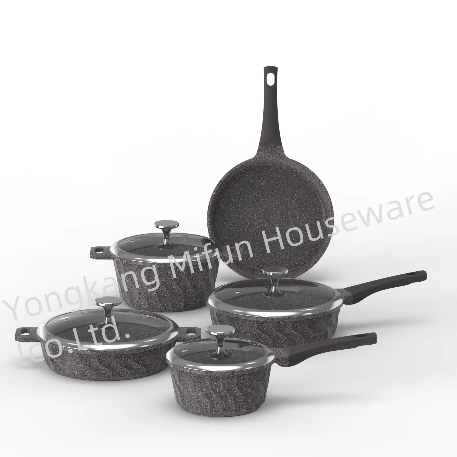 Best Selling 5 Pcs Aluminum Fry Pan Modern Honeycomb Nonstick Cookware Set Kitchen Cooking Pans