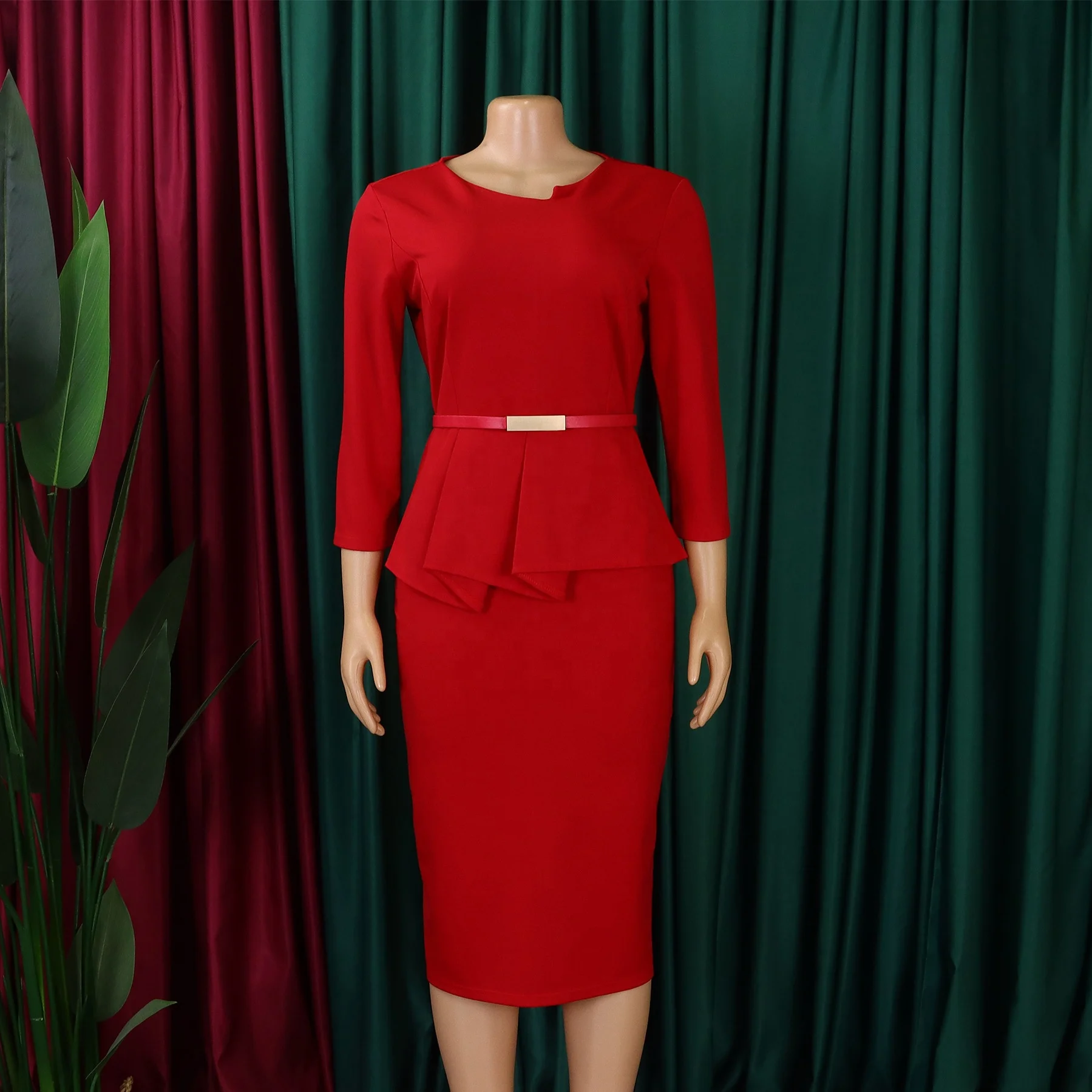 wholesale red office dress trendy new design bodycon dresses for ladies red bodycon dress