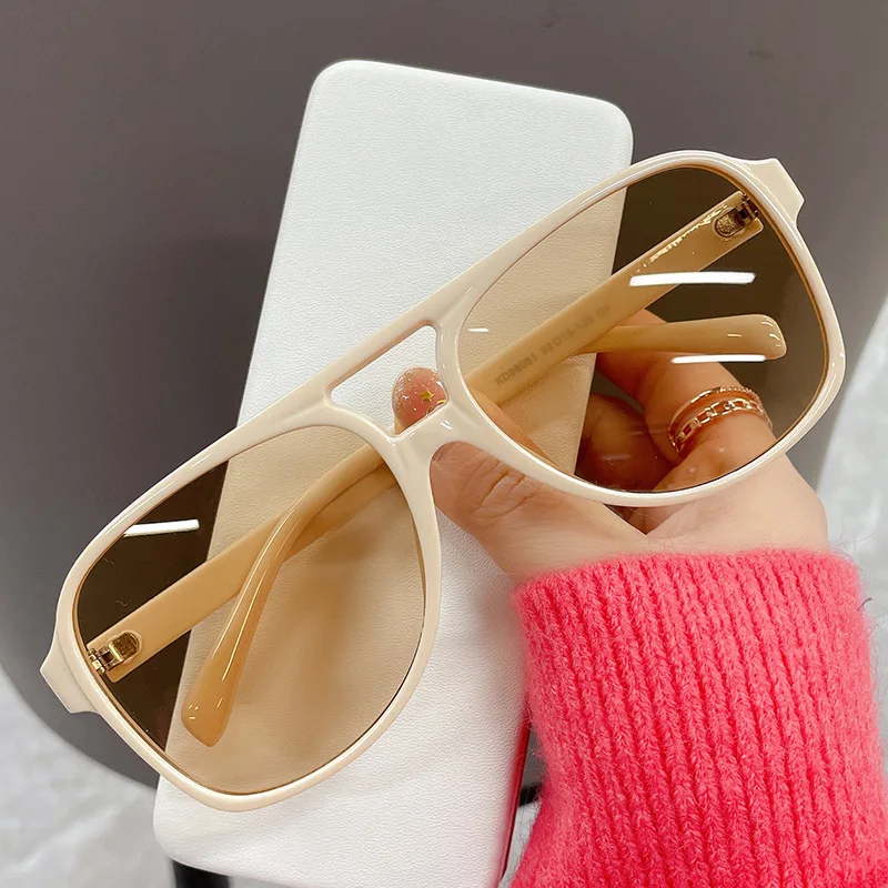 98061 European and American cross-border new sunglasses trend retro double beam sunglasses ins ocean piece  large frame eyewear