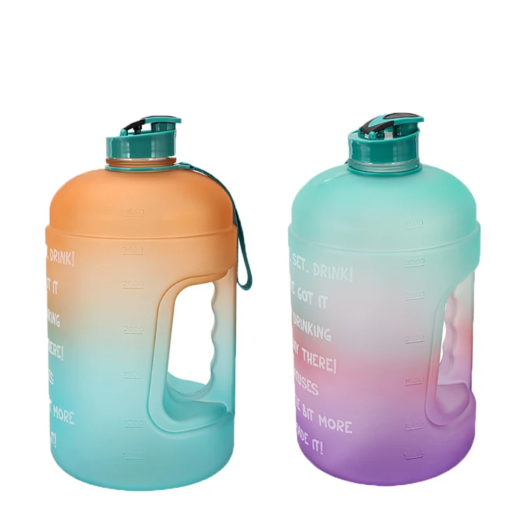 
gallon 3.78L Large Capacity motivational Water Bottle PETG Plastic Time Marker Fitness for GYM custom packing logo 