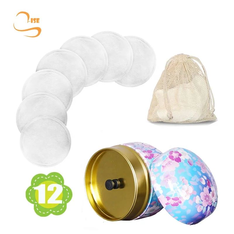 Лидер продаж на Amazon, мягкие бамбуковые ватные прокладки для снятия макияжа, многоразовые органические ватные прокладки