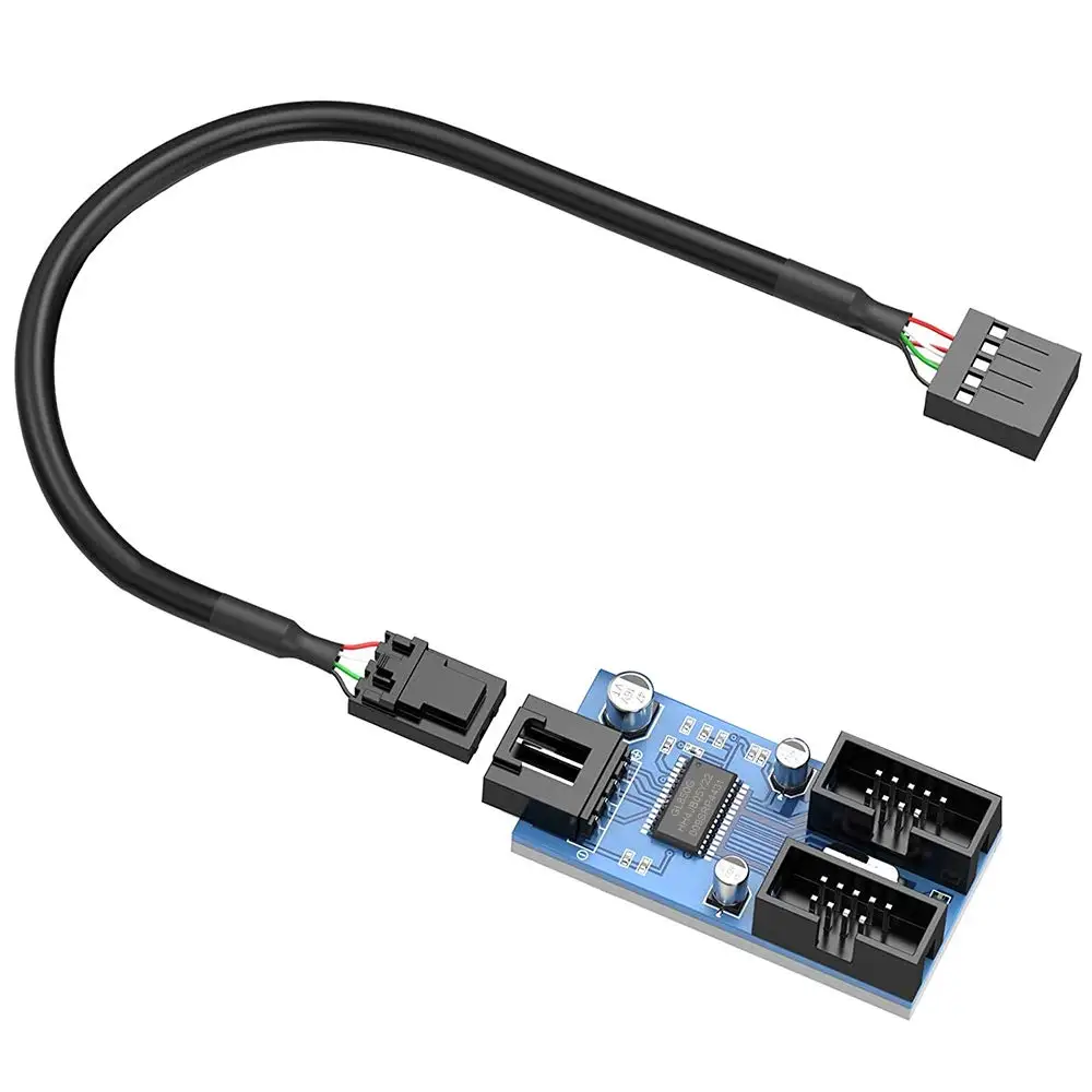 9pin USB Header мужской от 1 до 2 женщин расширение Splitter кабель HUB адаптер