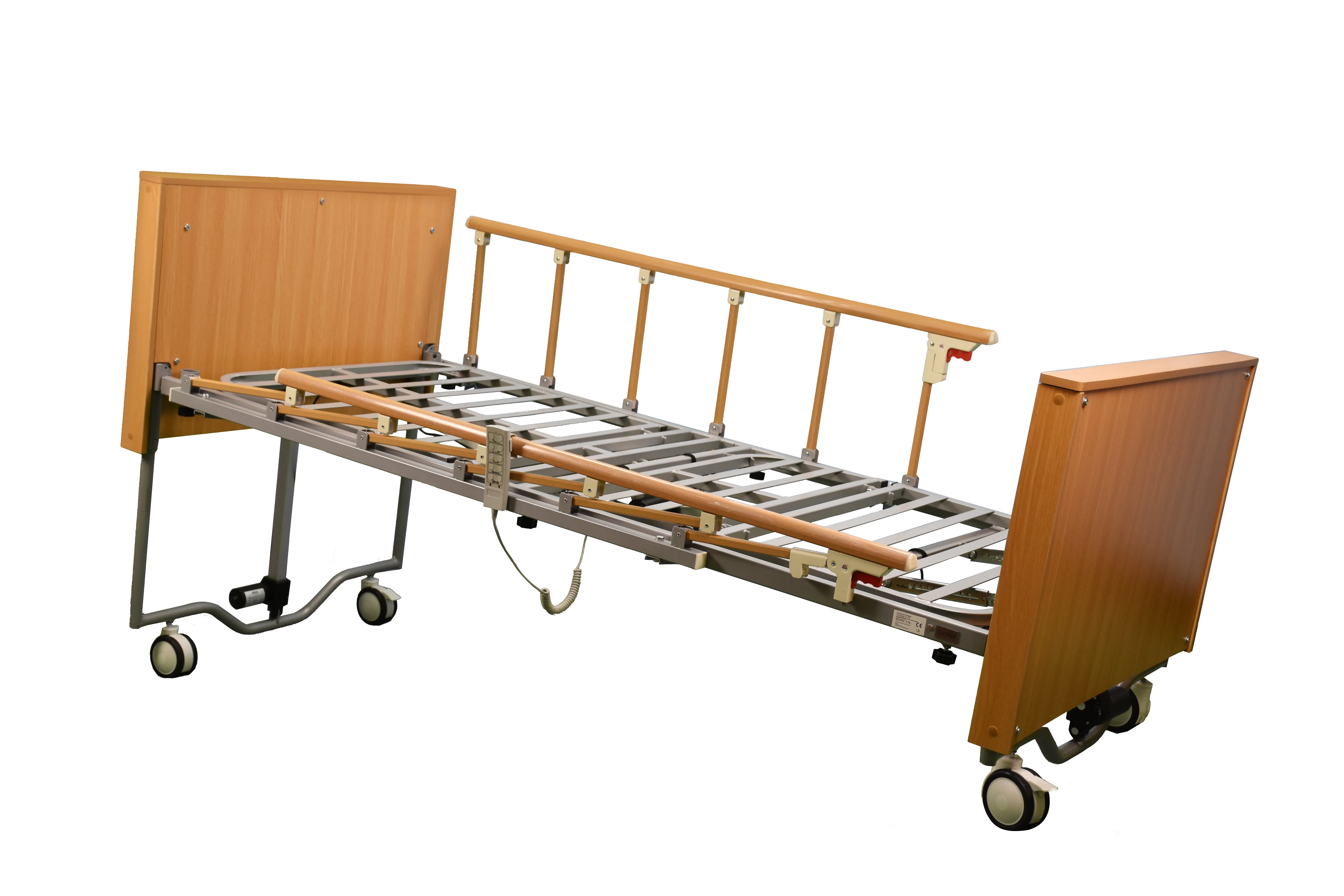 Five function nursing homecare beds with Six column aluminum siderails