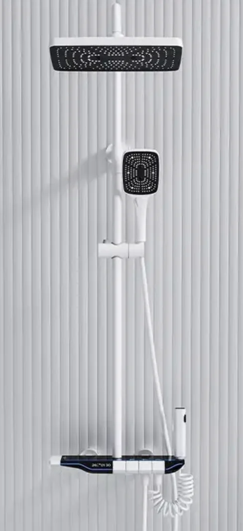 All copper gun gray piano button constant temperature shower set