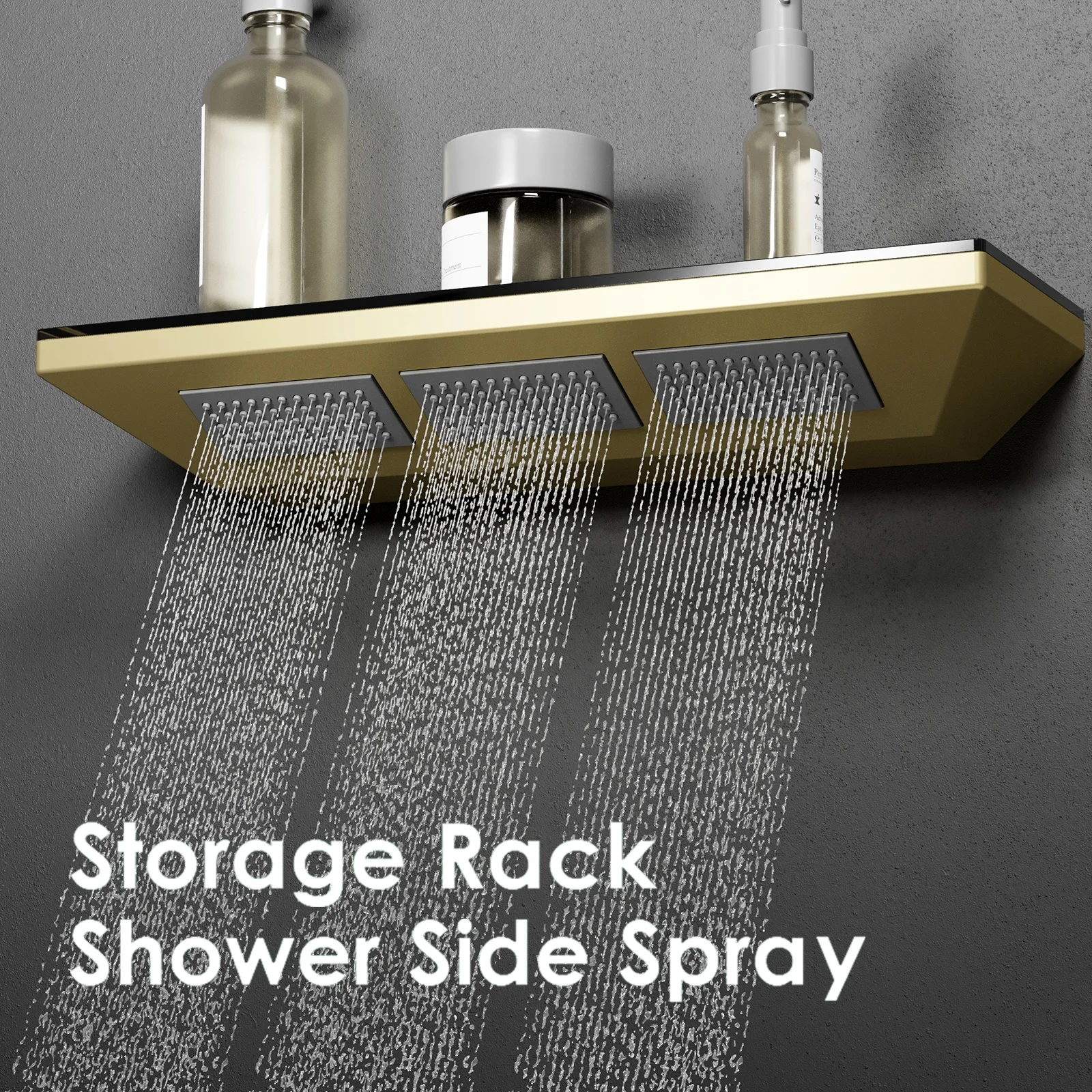 Bathroom 36*12inch LED Big Ceiling Shower Head Brushed Gold Shower System Thermostatic Shower Faucet Set With Music Speakers