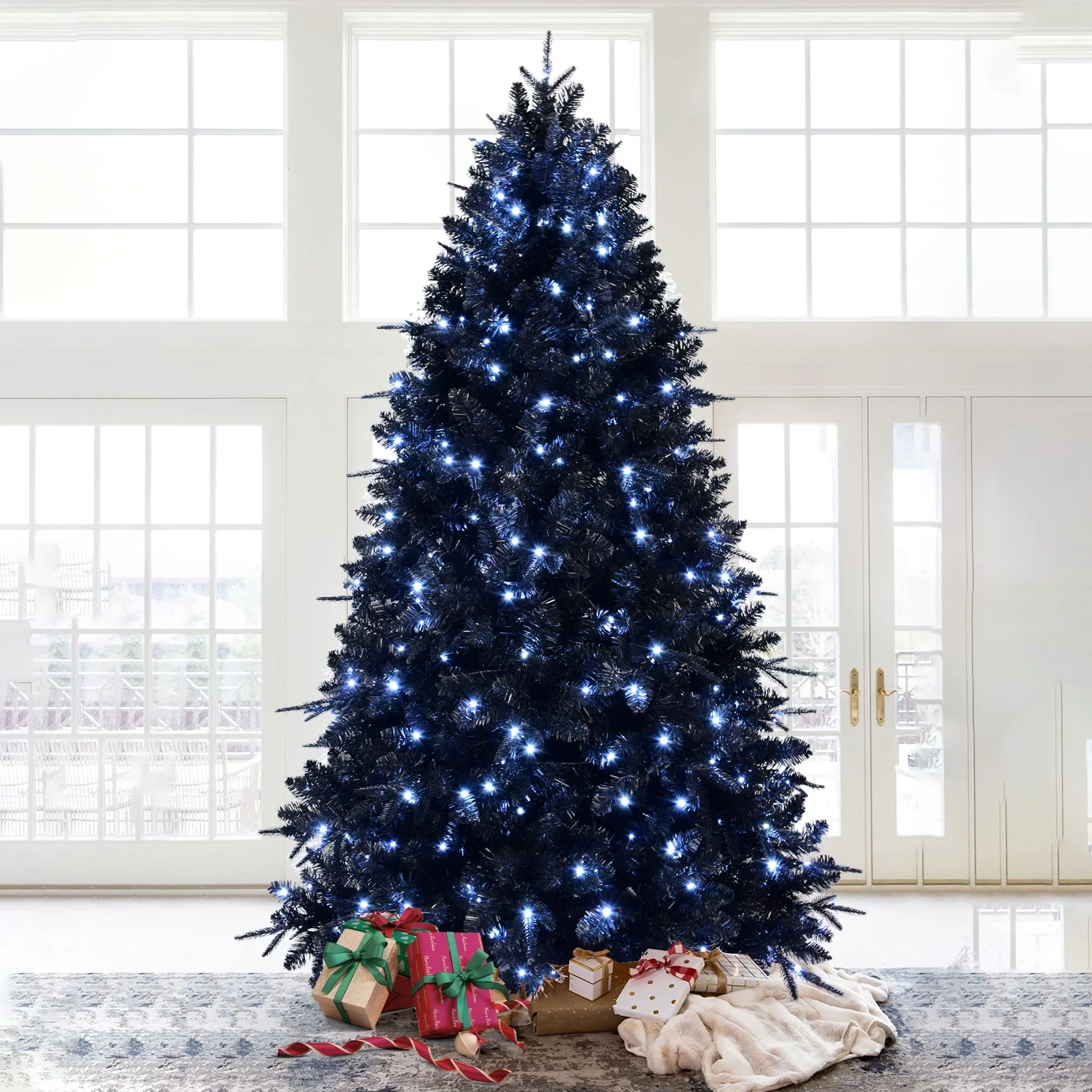 Festival Artificial  blue led light 240cm christmas tree decoracion for hotel used