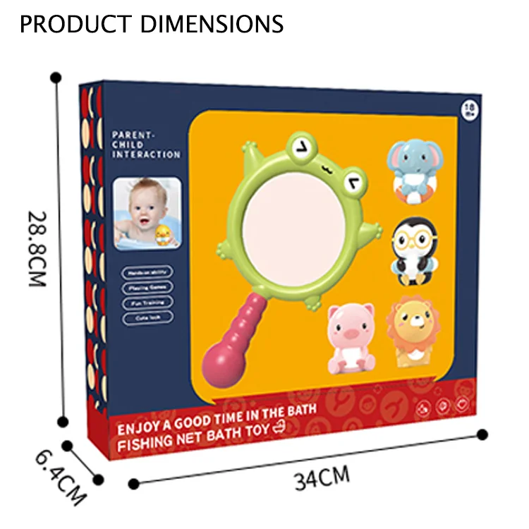 2021 wholesale new plastic rubber hippo frog fishing nets animal bath toys set for kids