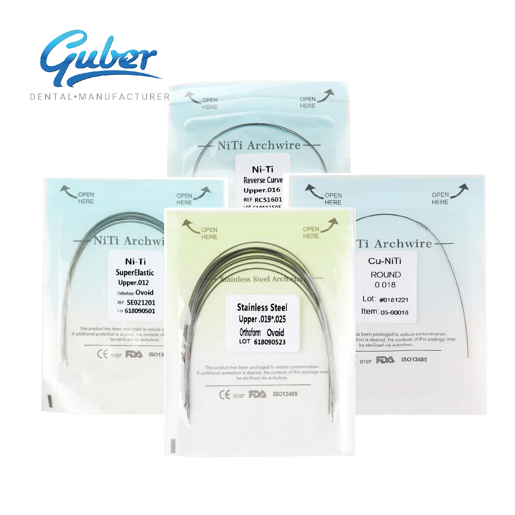 Guber Factory Dental colorful TMA Cooper archwire orthodontic wires niti thermal super elastic arch wire braces for teeth