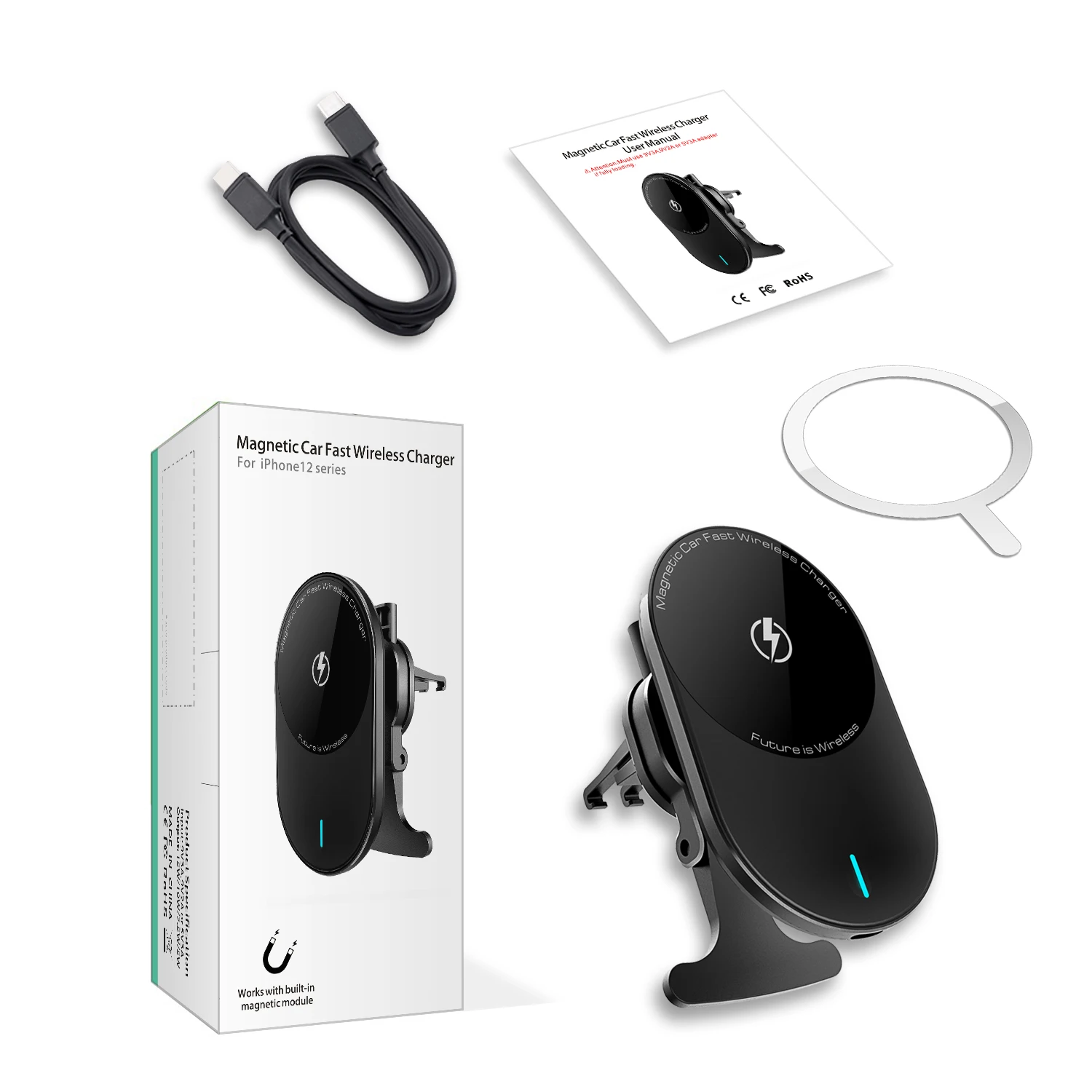 Новый тип лидер продаж быстрая зарядка автомобильное беспроводное зарядное устройство внешний аккумулятор Oem