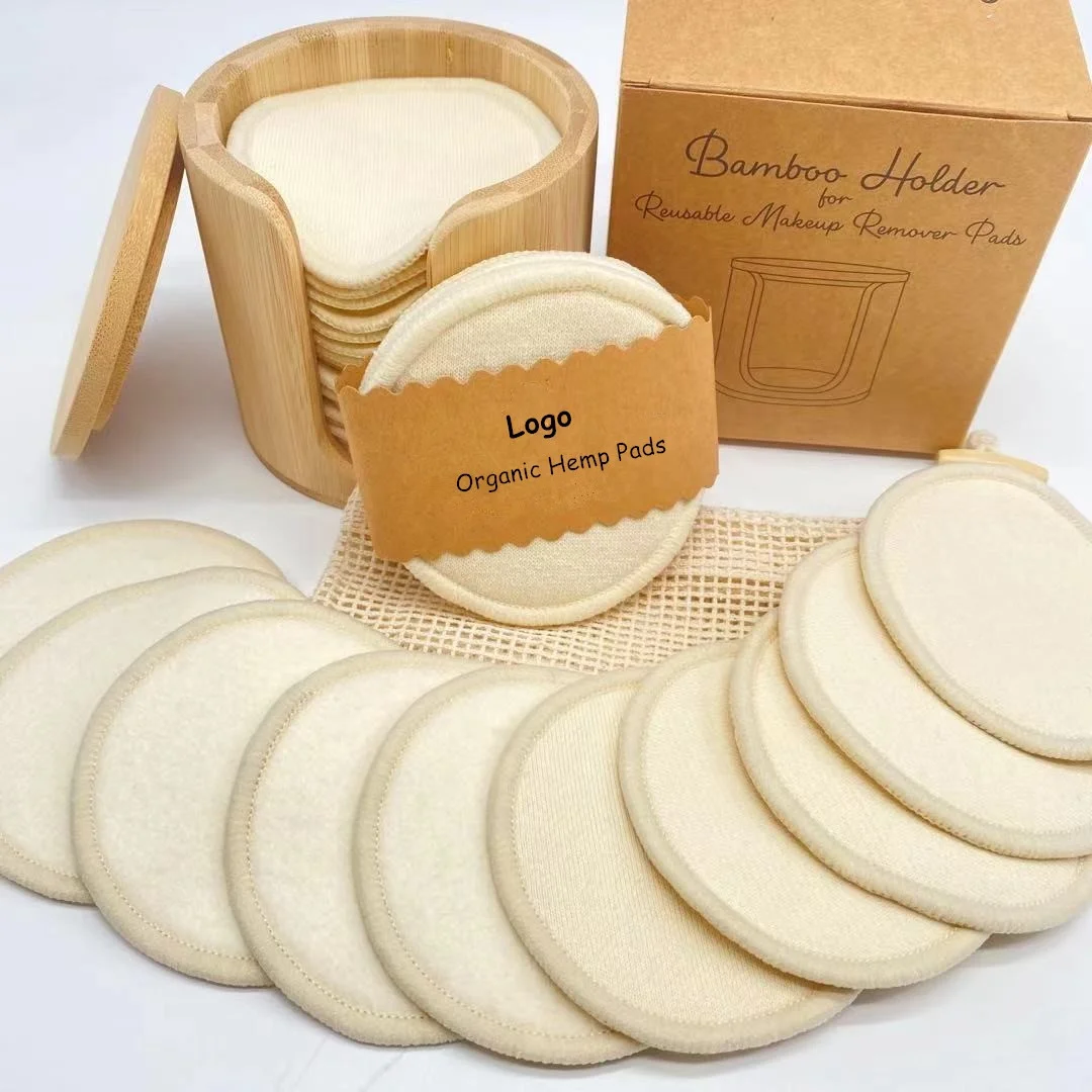 Organic Reusable Hemp Cotton Makeup Remover Pads Facial Exfoliating Linen Cotton Rounds Baby Cleaning Cloth Wipes