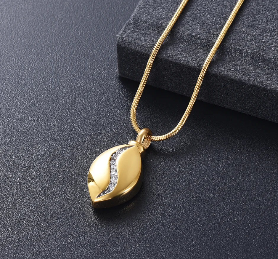 Fashion Teardrop Keepsake Pendant Necklace For Women Mini Cremation Necklace Inlay Clear Zircon Memorial Jewelry Free Engrave PR