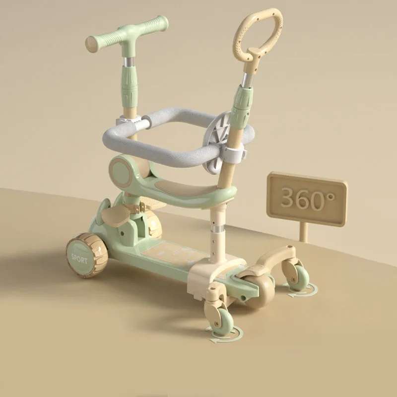 2024 Hot selling high quality Wholesale 2-12 Years Old Extra-wide Board Folding Kick 3 Wheels With Seats Kids Scooter With Light