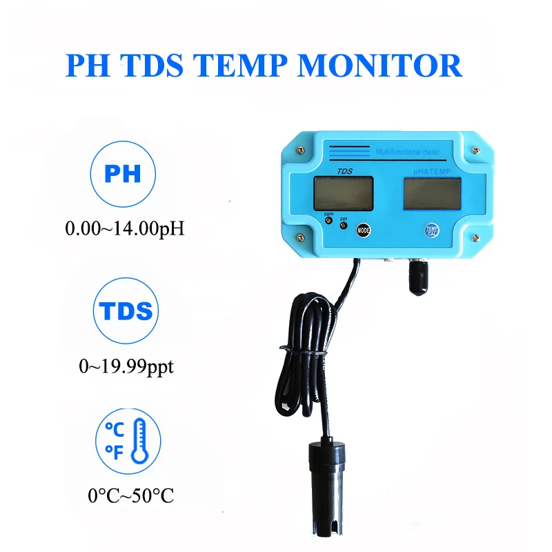 
PH-2983 Digital Water Quality Analyzer High Accuracy Online PH TDS Tester 3 in 1 PH TDS TEMP Meter Monitor 