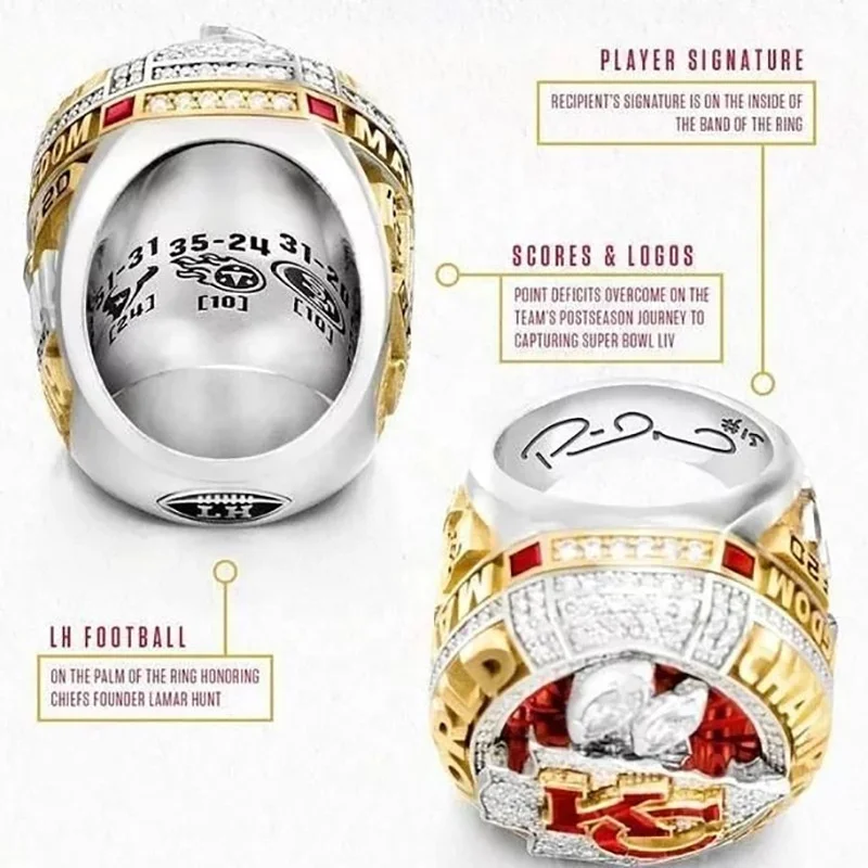 Linghu Custom 54th Super Bowl кольца для футбола в подарочной коробке 2019-2020 НФЛ команды Канзас-Сити кольцо чемпионата кельсе