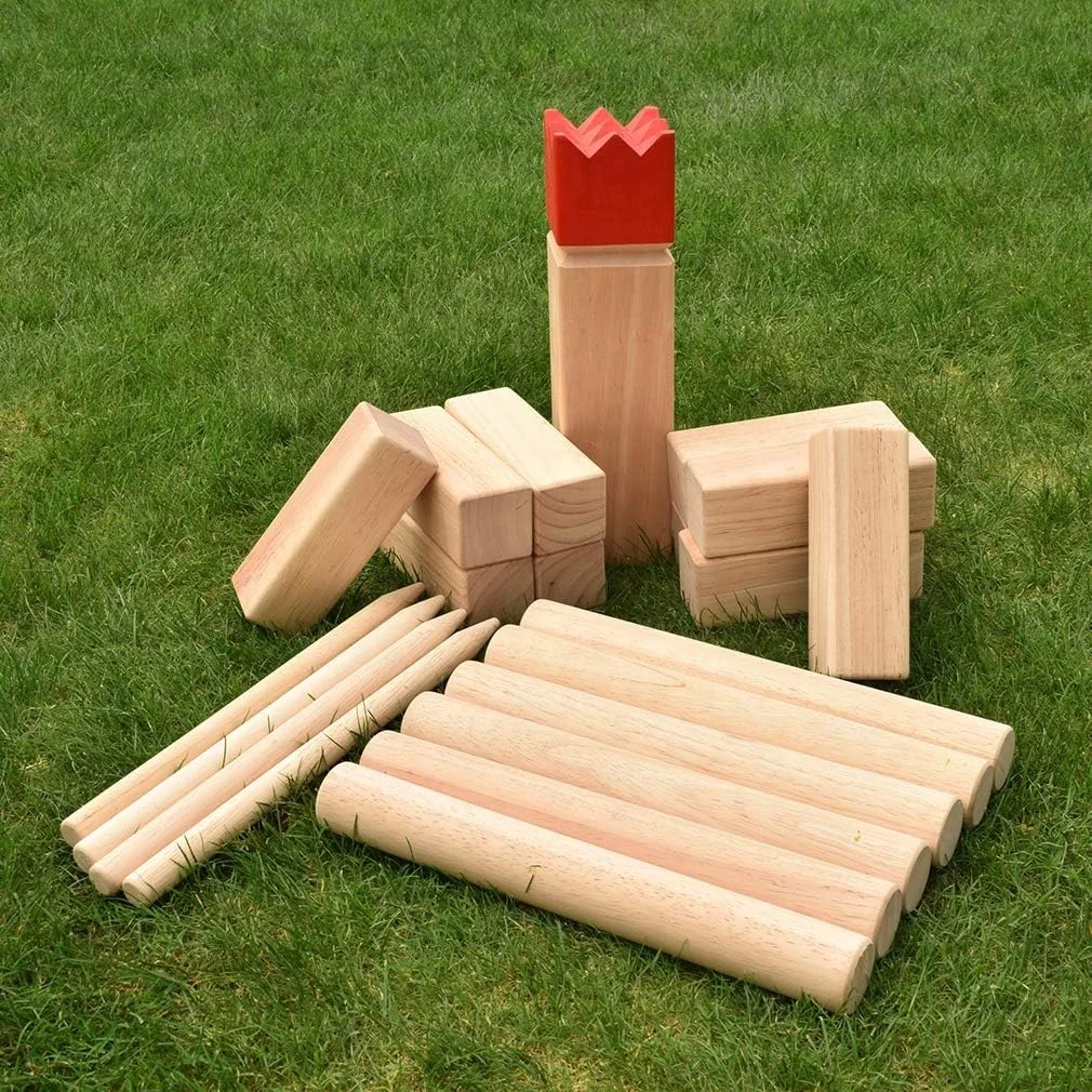 Educational Garden Games for Kids and Adults Outdoor Wooden Kubb Game Set  for Fun and Learning