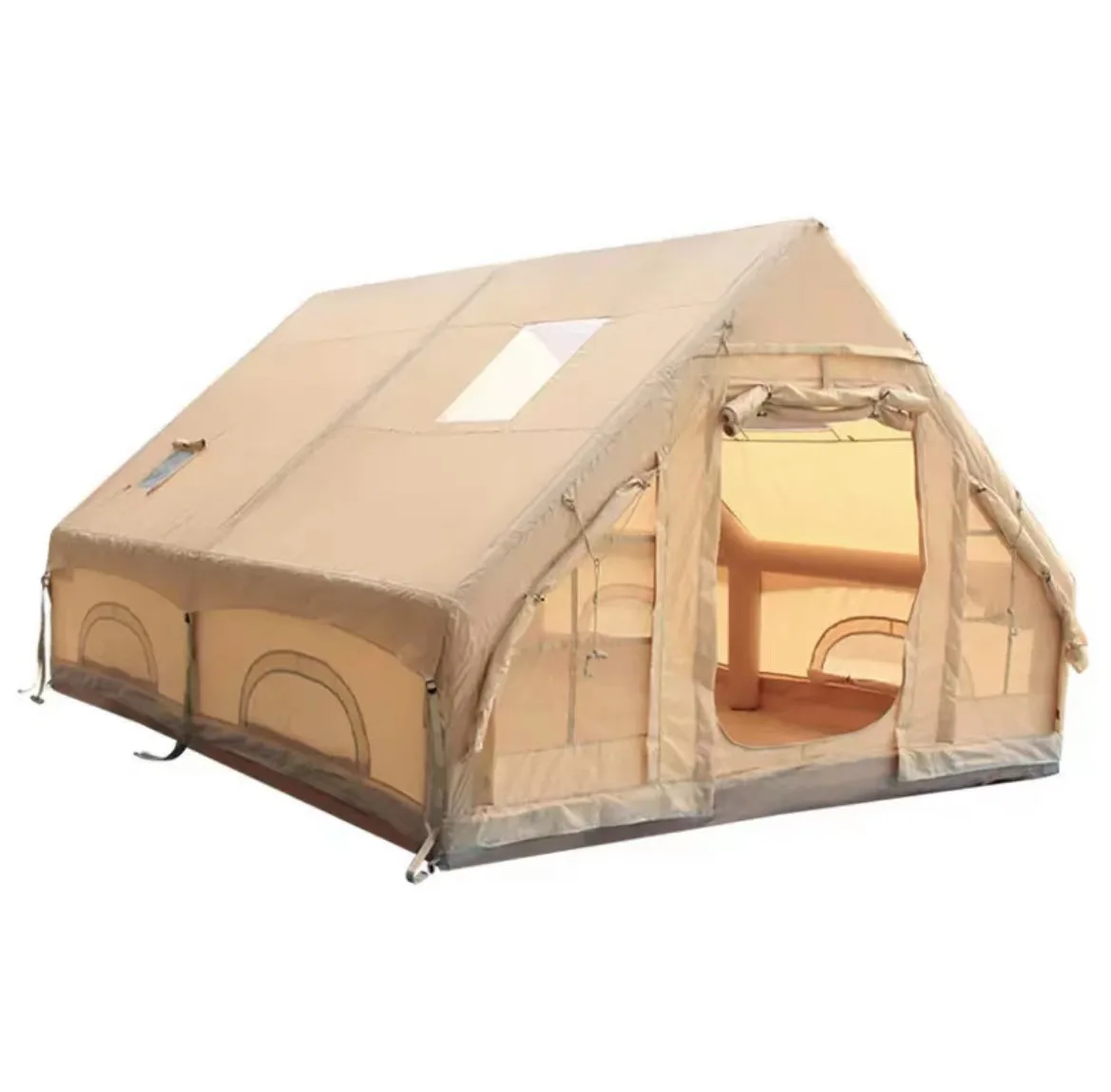 Inflatable Camping Tent with Canopy, Cabin Tent, 4-6 Person Glamping Tents Sun Shelter Easy Setup Waterproof Outdoor Oxford Tent