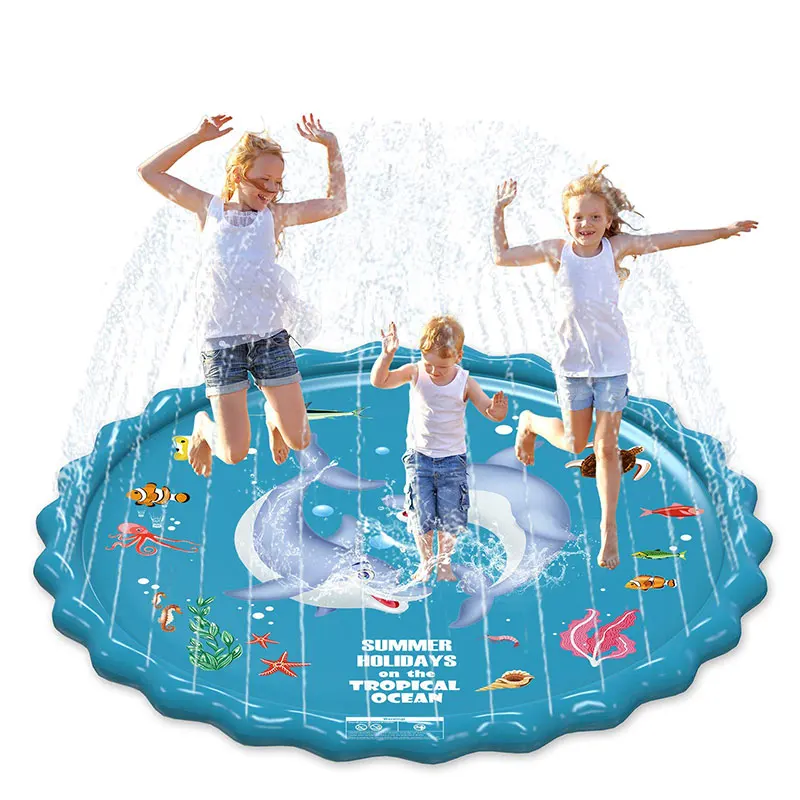 
Outdoor Lawn Water Toys Splash Pad Wading Swimming Pool Inflatable Splash Sprinkler Pad for Toddlers 