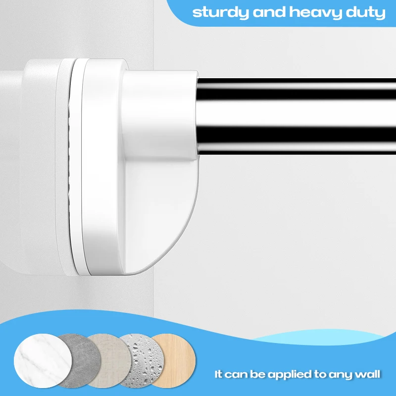 Strong Load Bearing Telescopic Rails Adjustable Shower Curtain Rod for Home Accessories