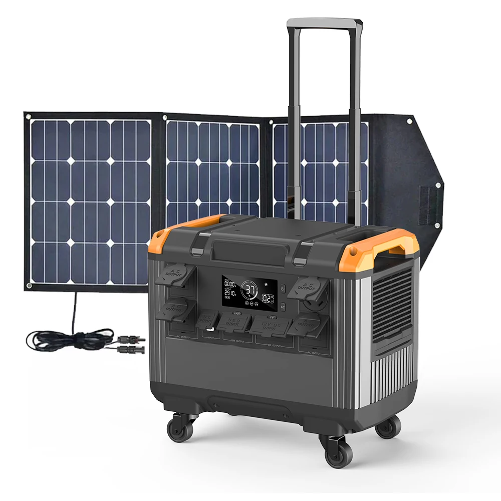 3000W Solar Generator Portable Power Bank Station With Stackable *6 Extra LiFePO4 Battery