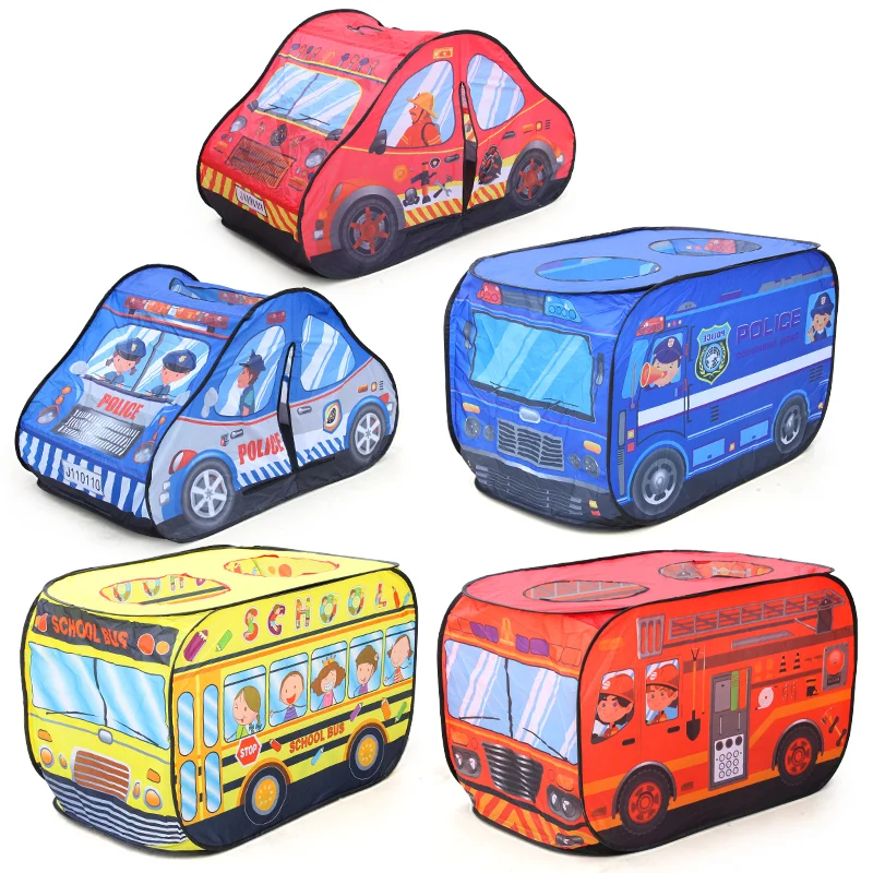 Hight Quality Camping Kids Tent Popup Playhouse Fire Truck Police Car Tent Car Indoor Outdoor Game House Bus Tent