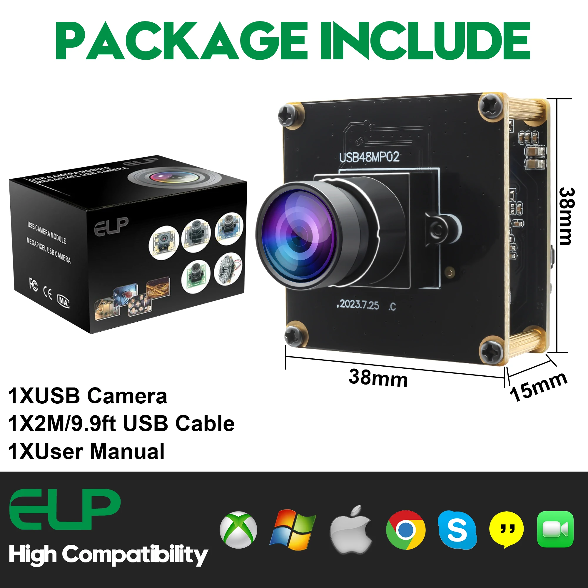 ELP 48mp USB Camera Module for Computer Mini Lightburn Camera for Laser Engraver 6000P Webcam Board for Jetson Nano Raspberry Pi