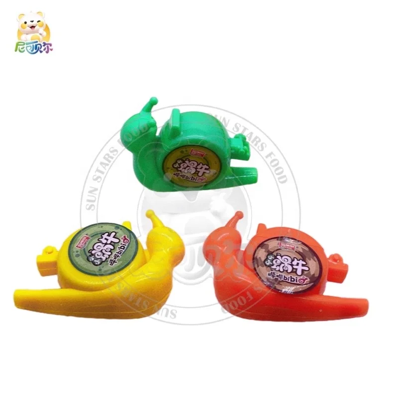 Plastic Snail Whistle Toys With Empty Candy Tube For Kids Candy Package