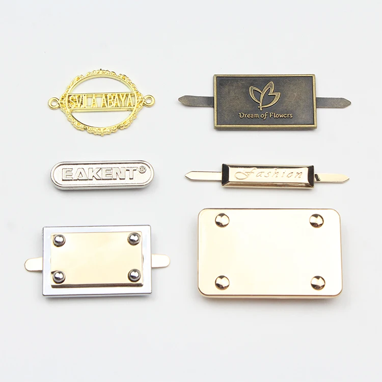 Custom Embossed Engraved Bags Handbag  Metal Logo Plate