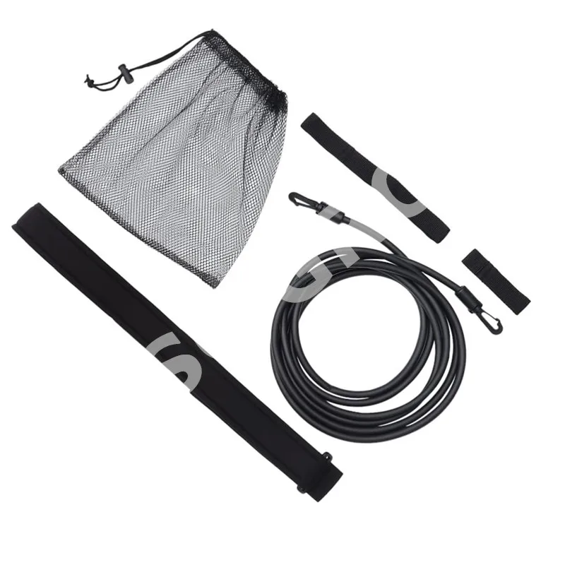 Factory customize swim trainer resistance bands elastic rope swim bungee cords swimming tether resistance rubber tubing belt