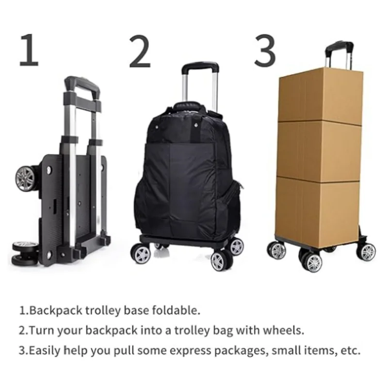 4 Wheels Folding Compact Lightweight Luggage Cart Travel Trolley for Bags