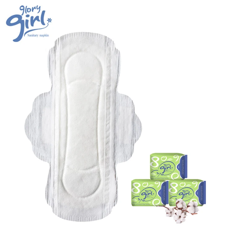 Free sample 100% Organic Cotton Menstrual Sanitary Pads Feminine Hygiene Period Sanitary Napkin Manufacturers