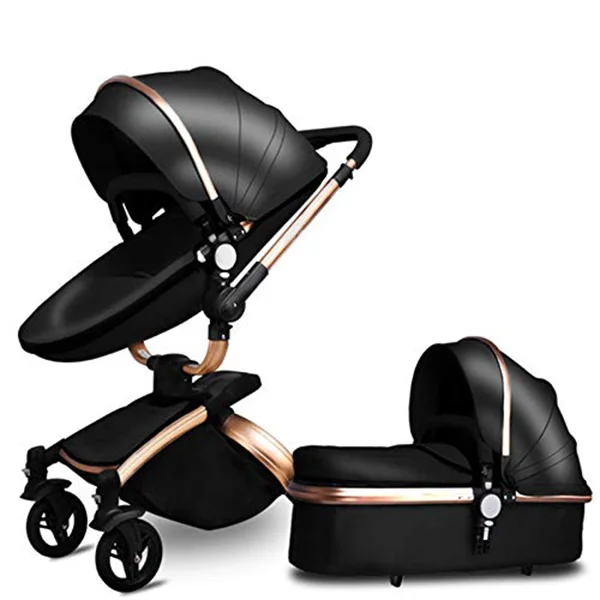 High View Gold Frame Travel System Foldable Pink baby Carriage Stroller 2 in 1