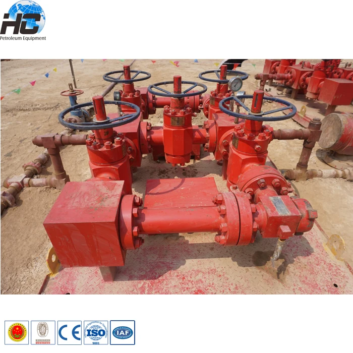 Oilfield H2S service 5 valves choke manifold / API hydraulic choke manifold