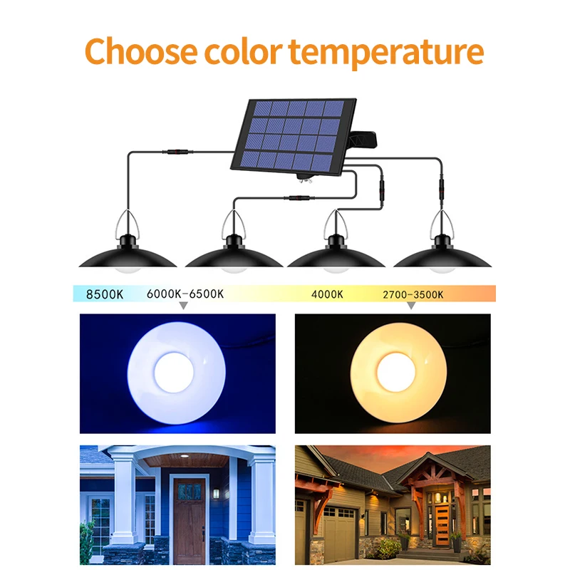 3M 2 Lamps White/Warm White Solar Light  Solar Pendant Lamp Outdoor/Indoor With Remote Control For Sheds Yards Garden