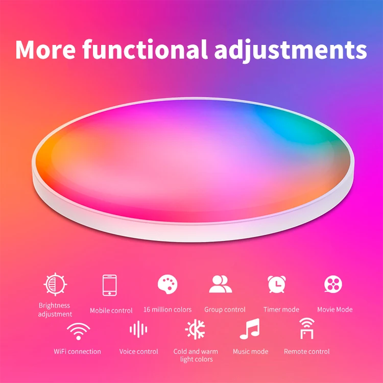 ERP Wireless WIFI Bluetooth 2.4G Remote Control APP Smart Illumination modern ceilings design 48W LED Ceiling Light