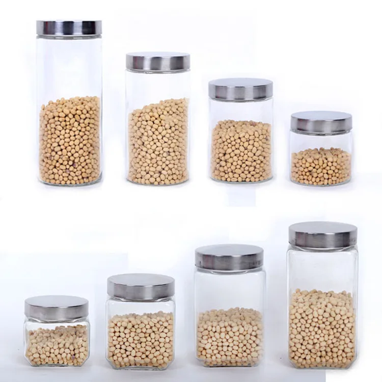 Factory Direct Sale Screw Aluminum Cap Moisture Proof Container Storage Glass Storage Jars