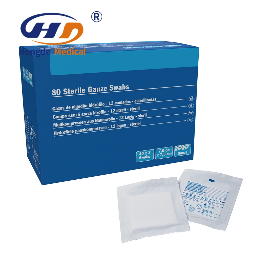Sterile Cotton Gauze Pads Medical Gauze Compress Disposable Sterile 4x4 Gauze Swabs Supplier with CE ISO