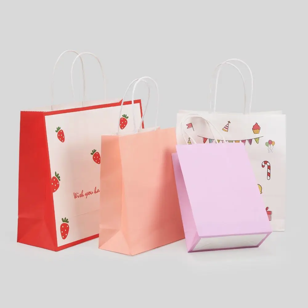 Custom manufactures custom paper packaging gift kraft  paper bags with logo