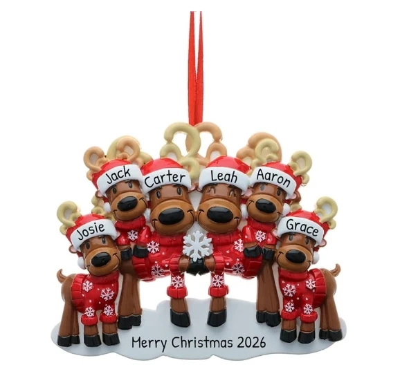 Resin personalization 2024 6 reindeer Christmas decoration gift
