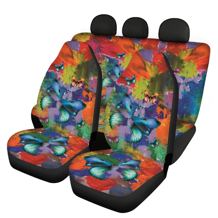 Car Accessories Seat Covers For Most Cars Hawaii Polynesian butterflyPrints Front/Back Car Seat Cushion Cover Full Set Holiday