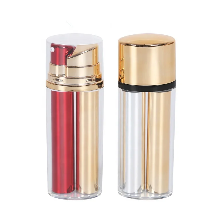 High Quality 30ml Double Wall Dual Chamber Two Pump Plastic Cosmetic Airless Bottle