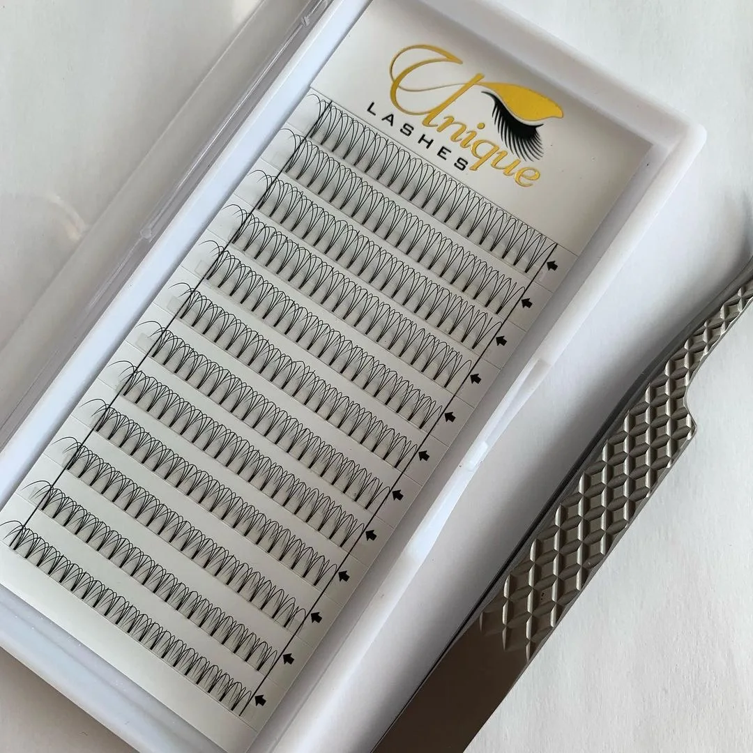 Soft Black lash 3d short stem pre made fans eyelash vendor customized boxes promade lashes