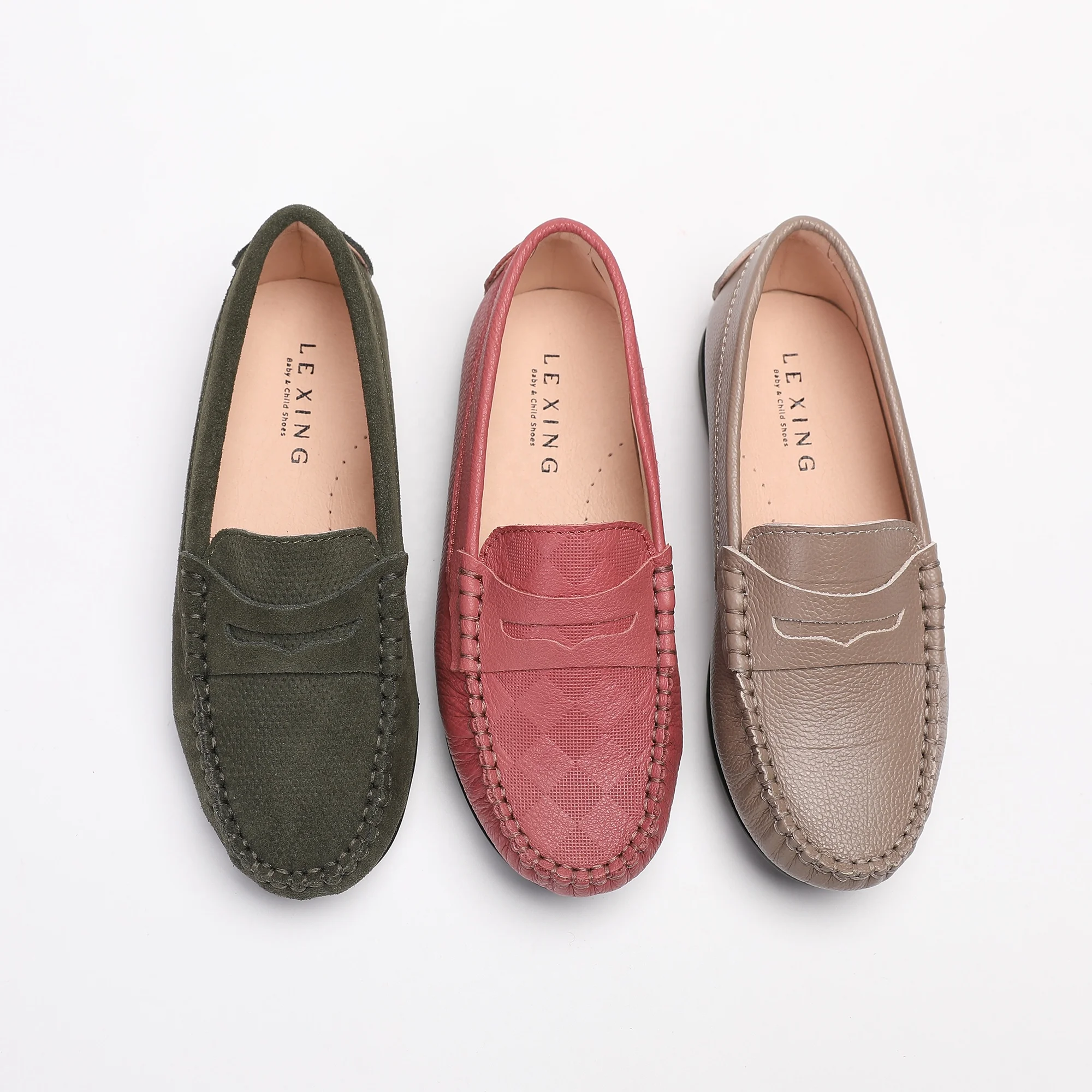 High Quality Smooth Leather Handmade Stitching Men Slip On Casual Driving Shoes Penny Moccasins Loafers for Kids
