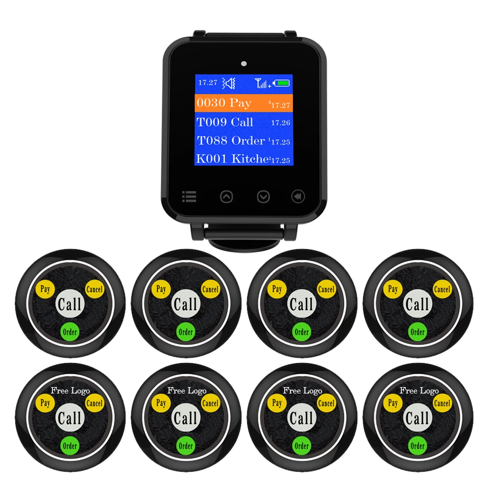 Система вызова официанта Artom, Беспроводные водонепроницаемые наручные часы-пейджер с кнопками для звонков в ресторане, кафе, сервисе