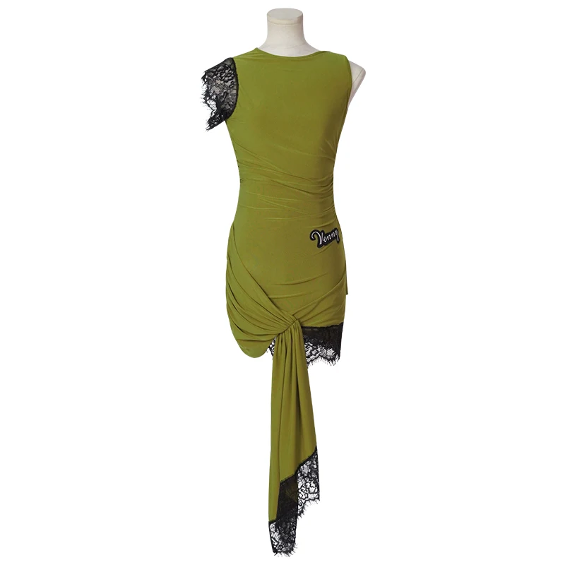 Vennystyle 2024 New Spring/Summer Professional Woman Training Dancewear Backless Lace Jumpsuit with Suspender Latin Dance Dress