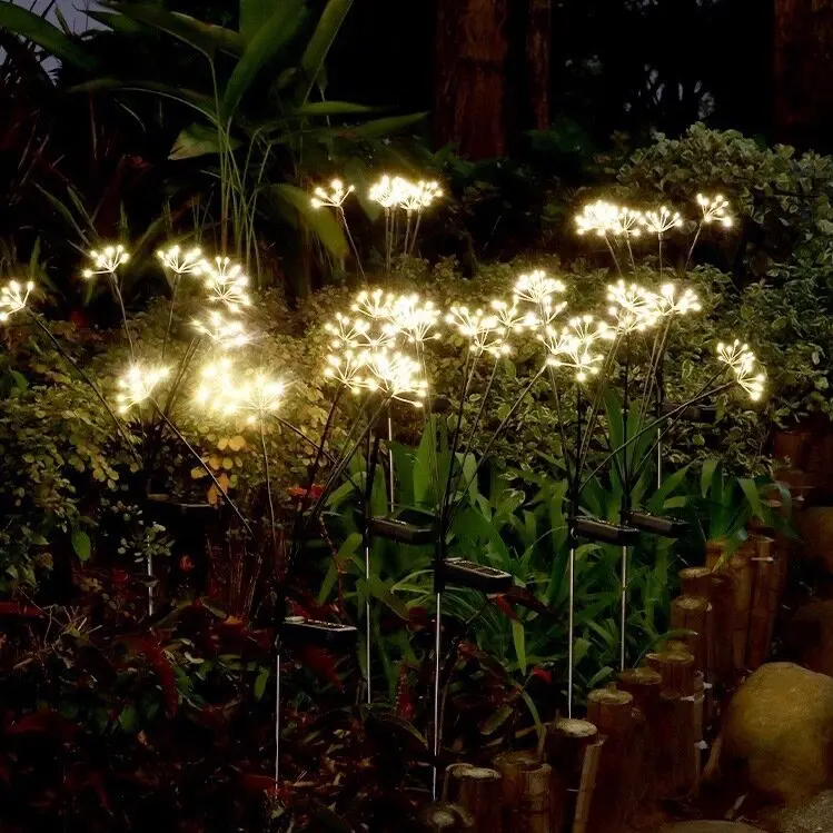 Woohaha Outdoor Solar DIY Firework lights Solar Powered Decorative Stake Flowers Solar Garden Light